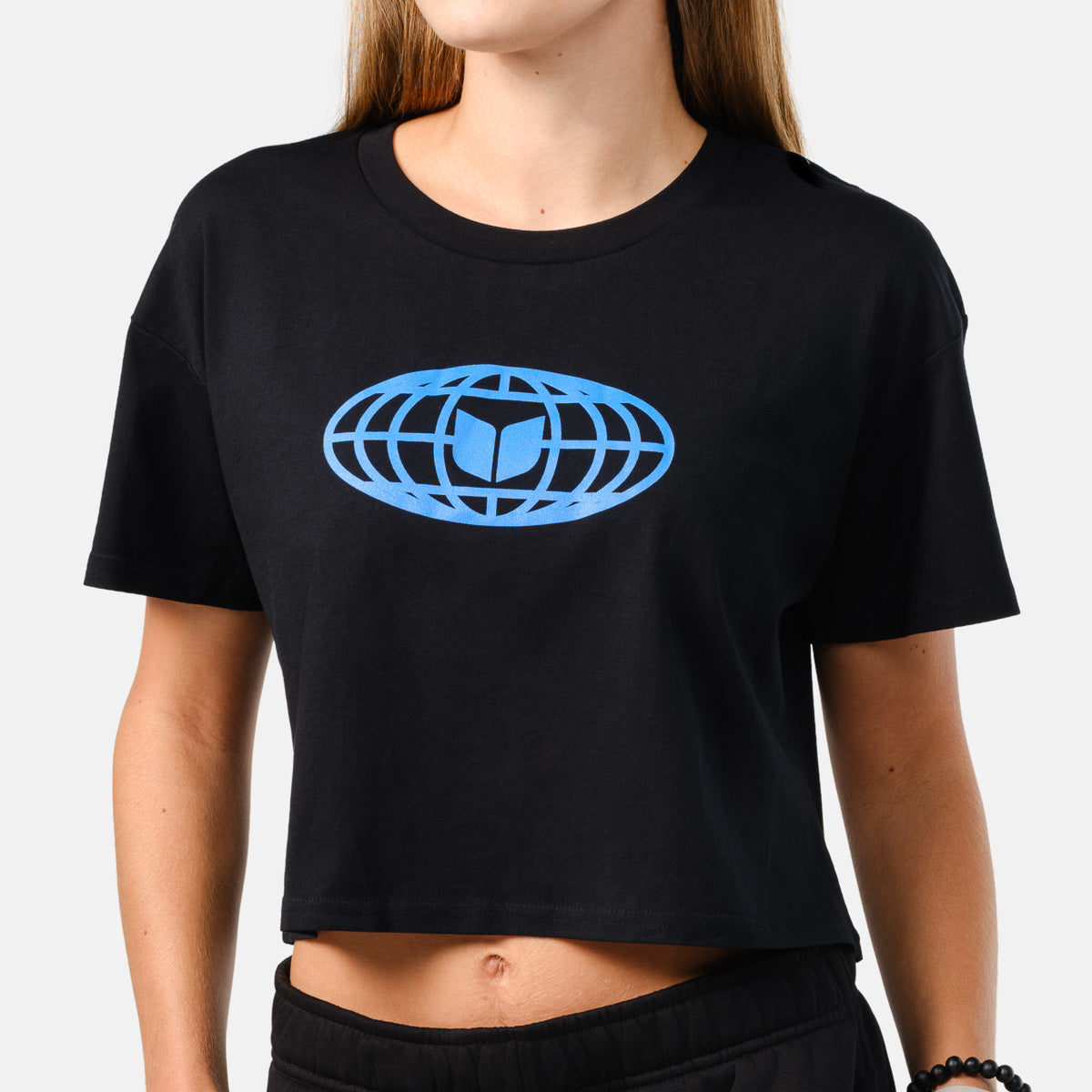 Women's Globe Crop Tee - Black