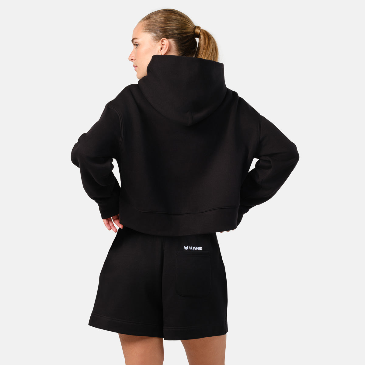Women's Globe Crop Hoodie - Black