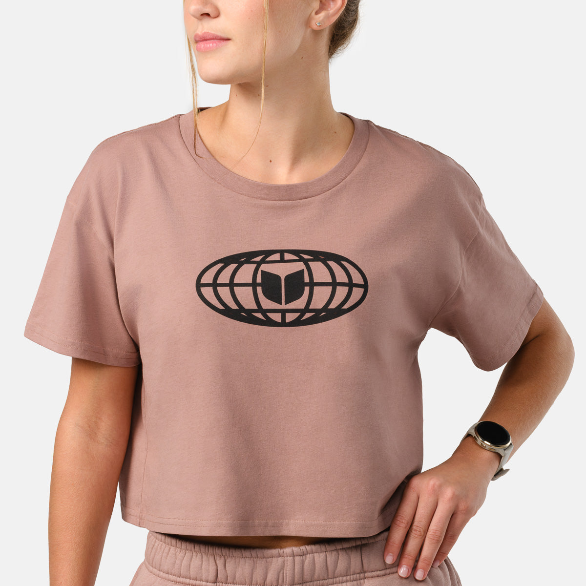 Women's Globe Crop Tee - Hazy Pink