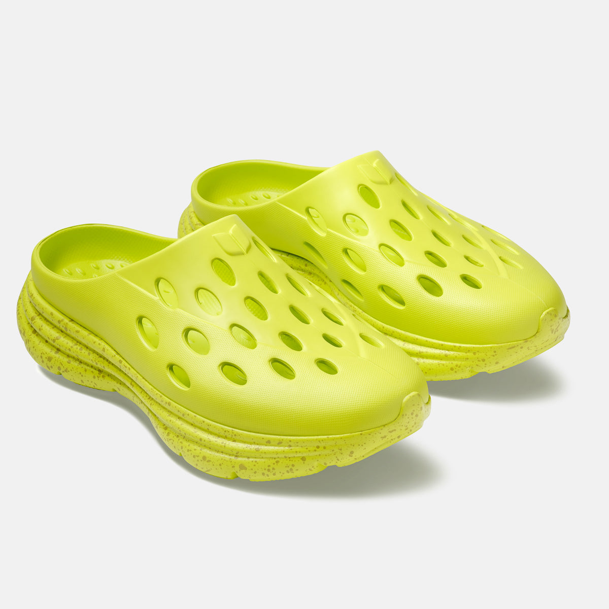 KANE Revive OB recovery shoe in neon yellow color, 3/4 view