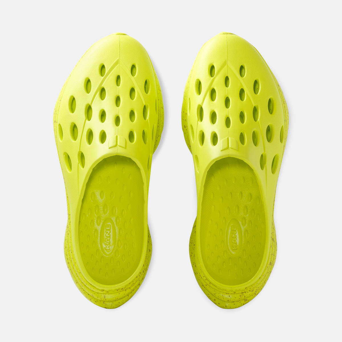 KANE Revive OB recovery shoe in neon yellow color, top view