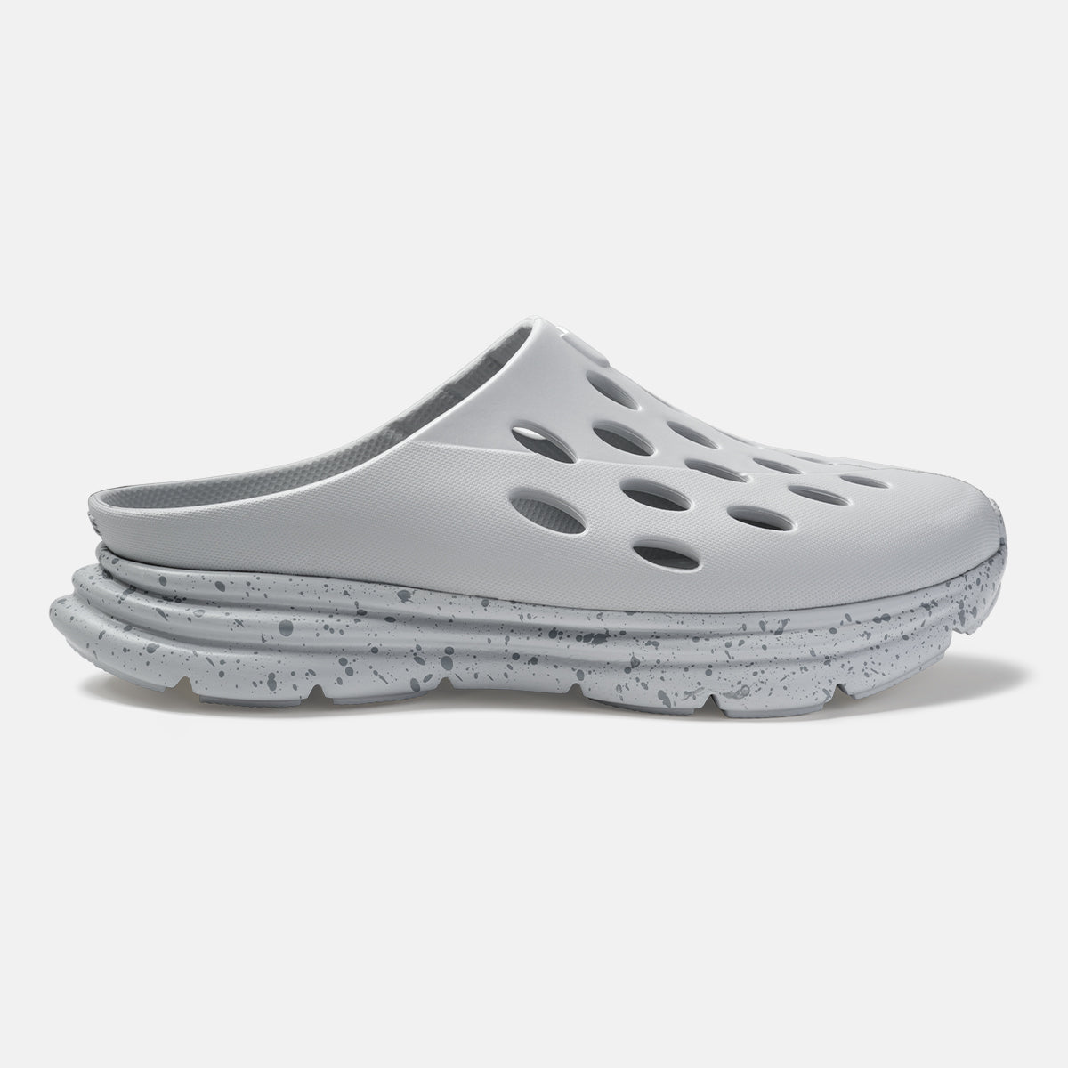 KANE Revive OB recovery shoe in stone speckle color, profile view
