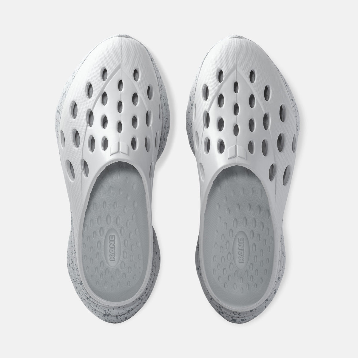 KANE Revive OB recovery shoe in stone speckle color, top view