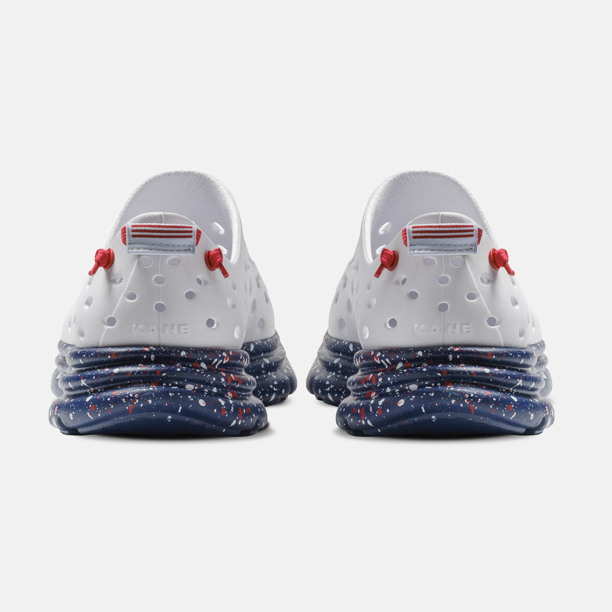 KANE Revive recovery shoe in stars and stripes color, back view