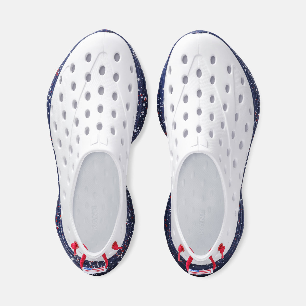KANE Revive recovery shoe in stars and stripes color, top view