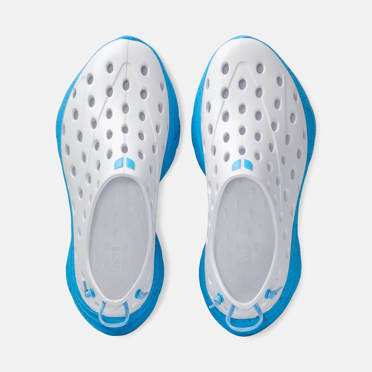 KANE Revive recovery shoe in White / Pacific Speckle color, top view