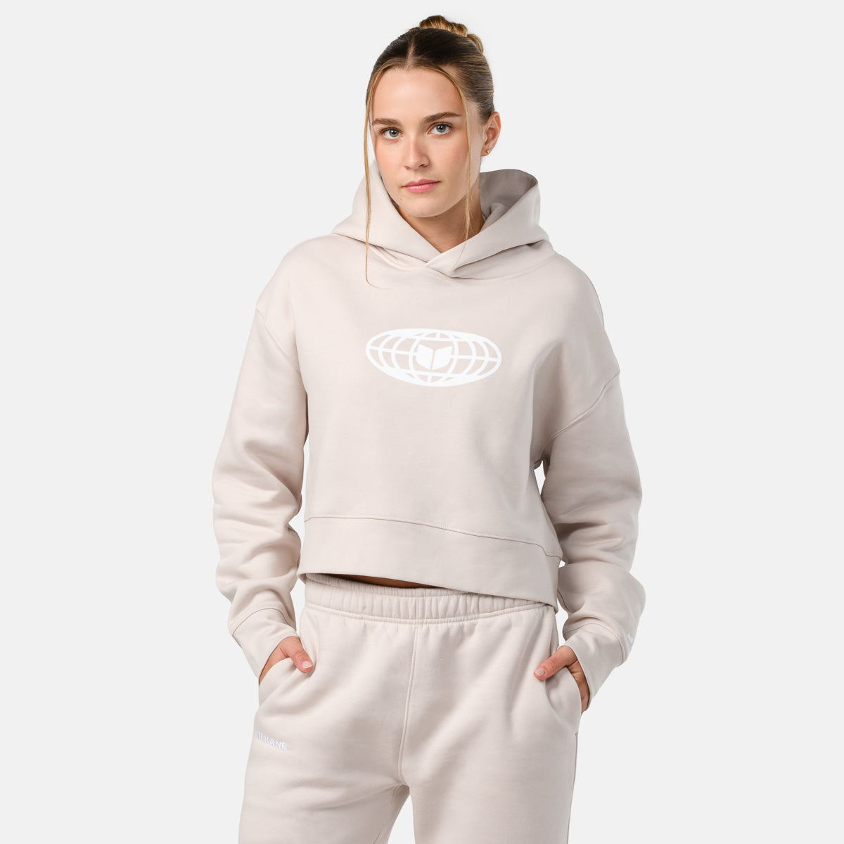 Women's Globe Crop Hoodie - Bone