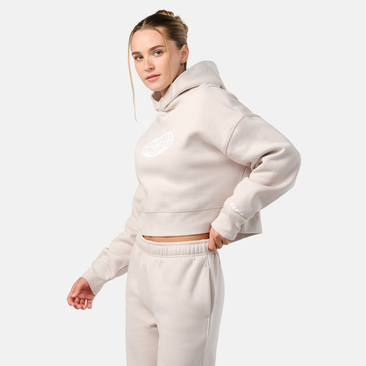 Women's Globe Crop Hoodie - Bone