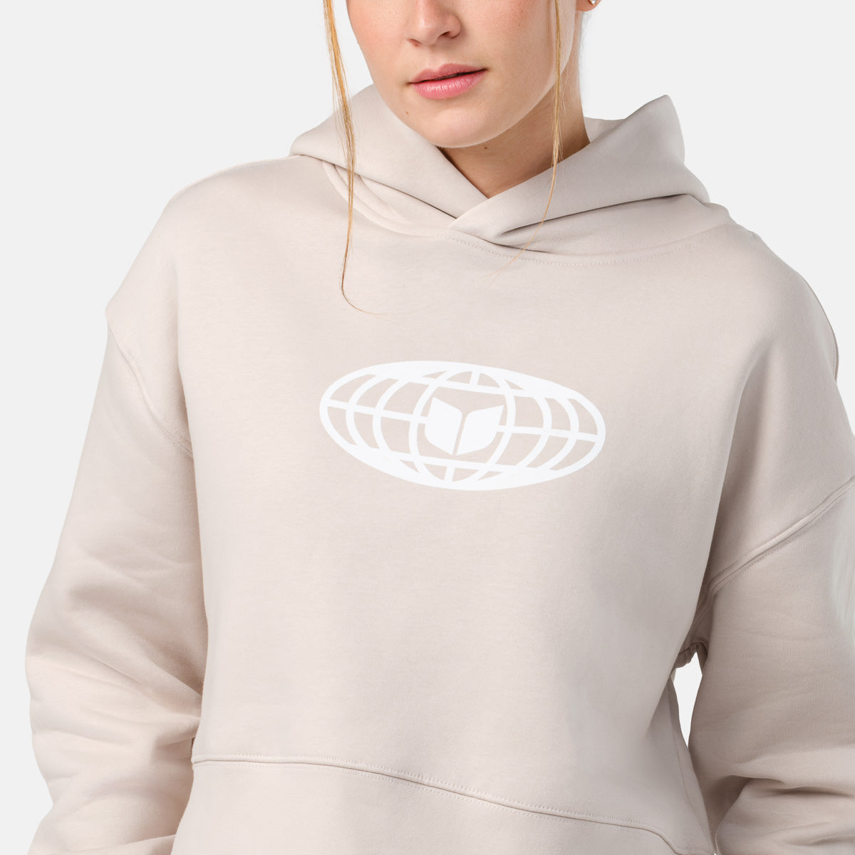 Women's Globe Crop Hoodie - Bone