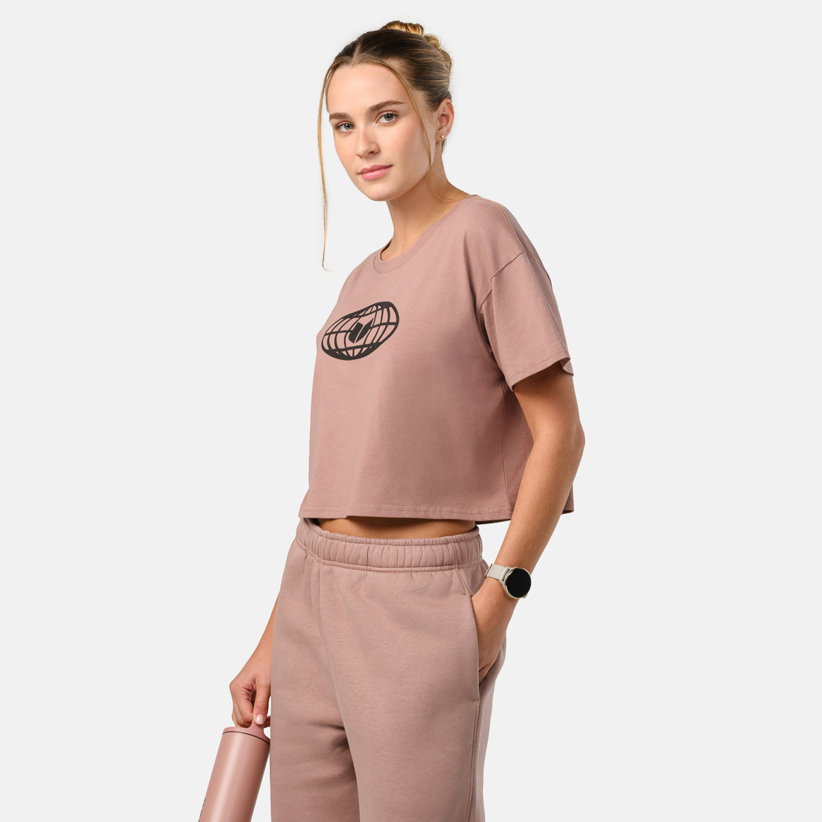 Women's Globe Crop Tee - Hazy Pink