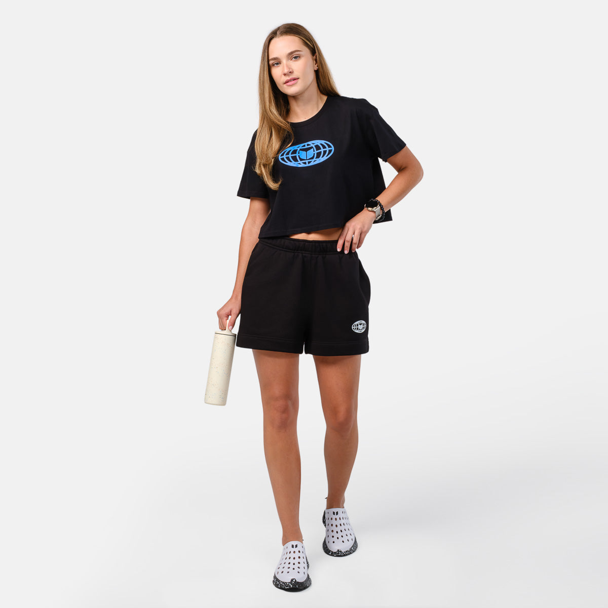 Women's Globe Crop Tee - Black