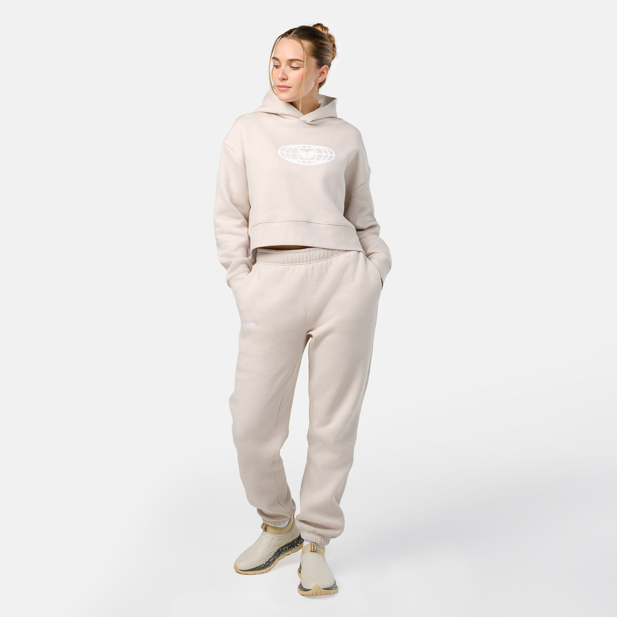 Women's Globe Crop Hoodie - Bone