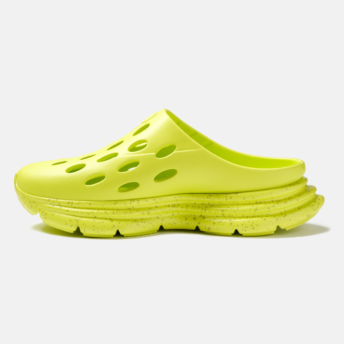 KANE Revive OB recovery shoe in neon yellow color, reverse view