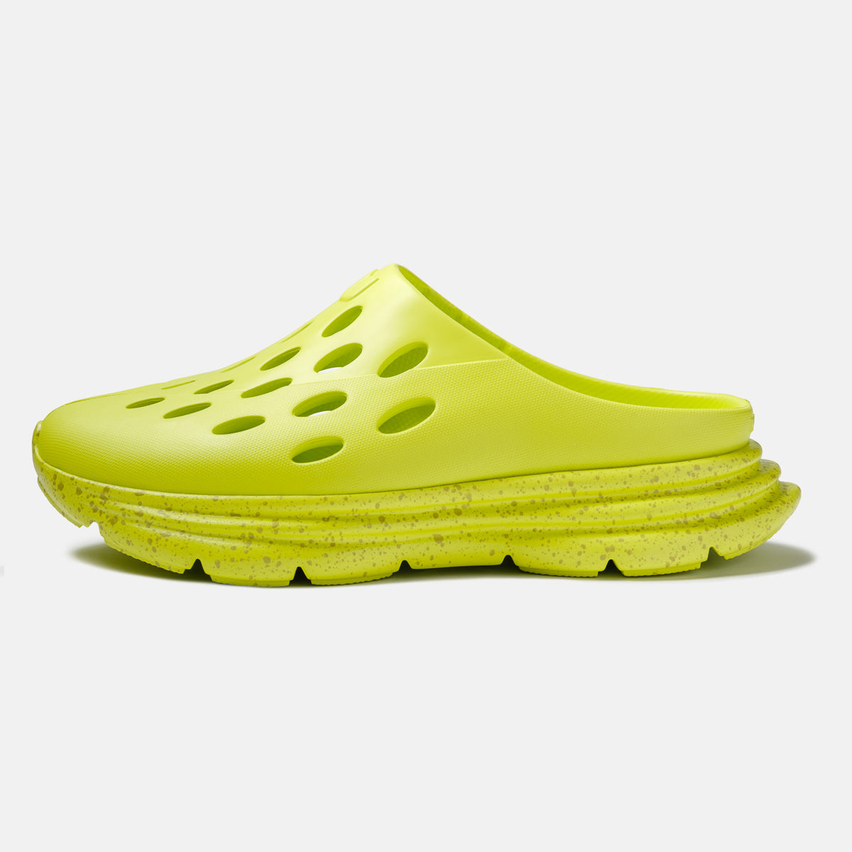 KANE Revive OB recovery shoe in neon yellow color, reverse view