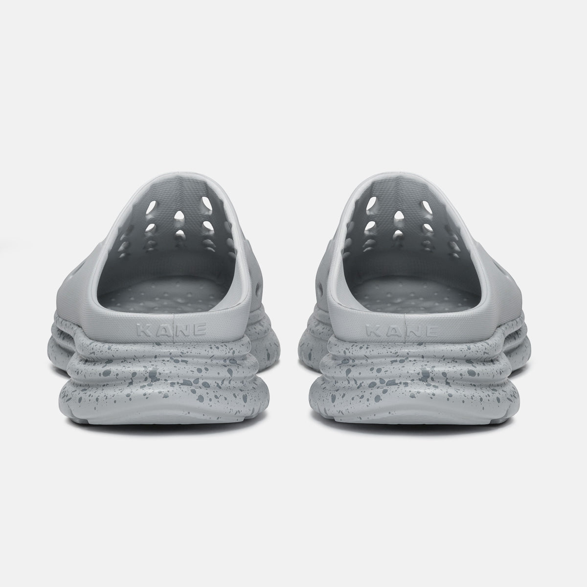 KANE Revive OB recovery shoe in stone speckle color, back view