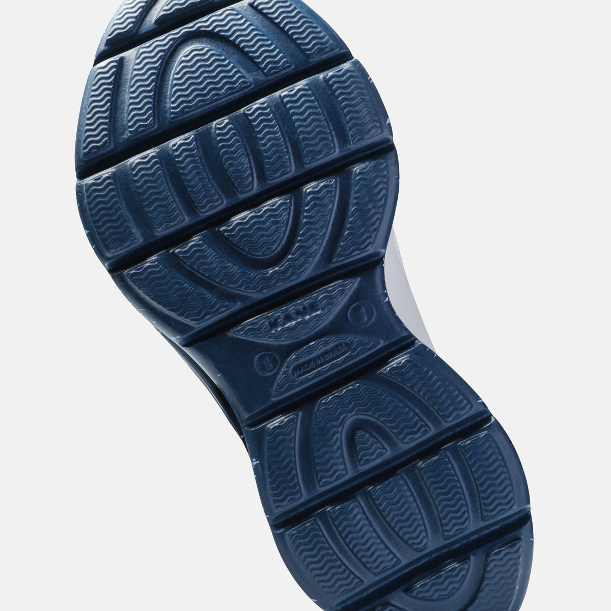 KANE Revive OB recovery shoe in white indigo speckle color, bottom view